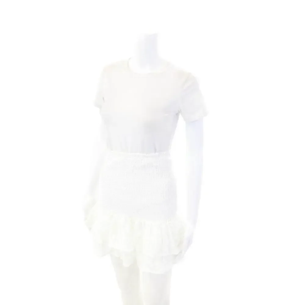 BB Dakota Women's Smocked Ruffle Tiered Line Pull-On Mini Skirt White Size M